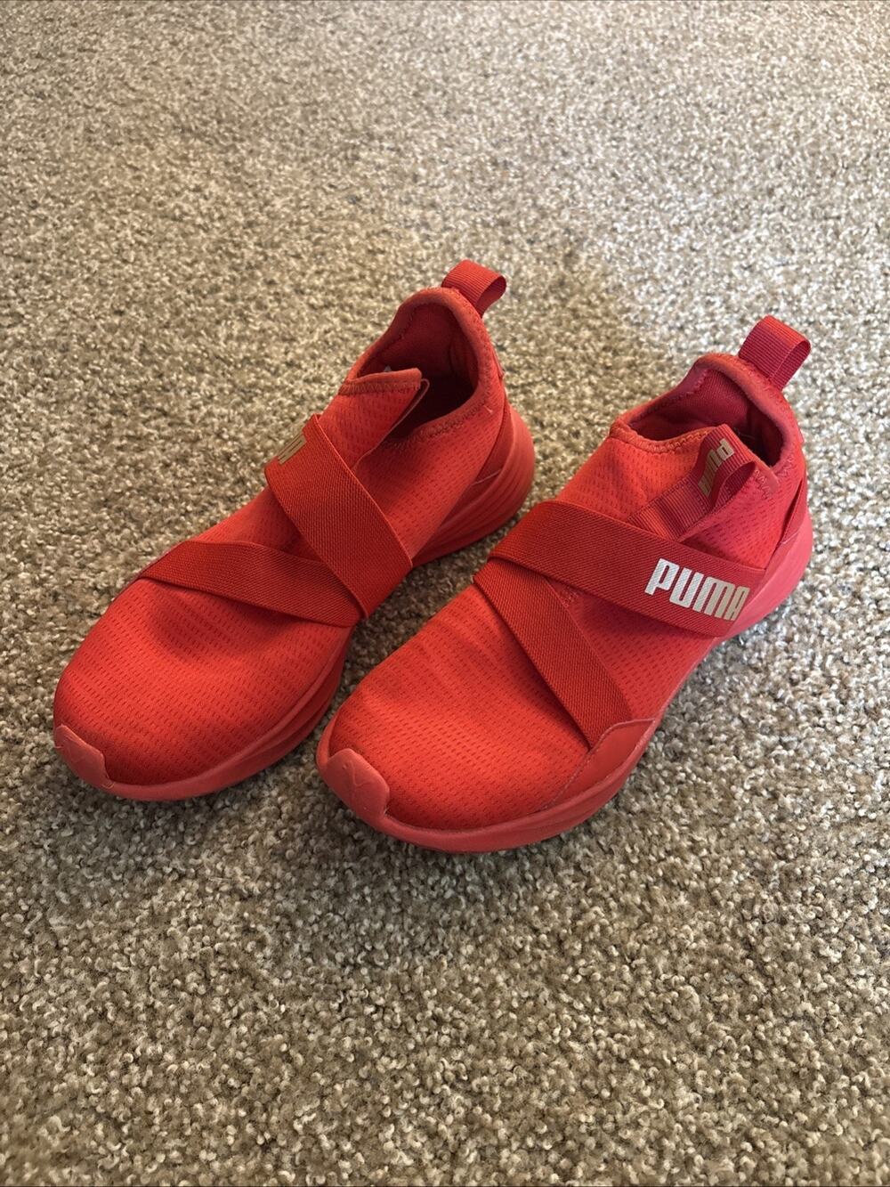 PUMA Red Womens SZ 9Mid Top Training Sneakers Hook & Loop Athletic Shoes